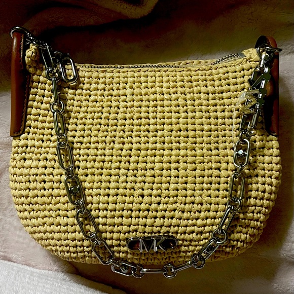 NWT MICHAEL Michael Kors Raffia Pouchette MULTIPLE WAYS TO WEAR - Picture 5 of 5